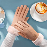 Women's Winter Leather Touchscreen Gloves – Warm Plush Lined Ski Gloves