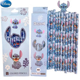 Disney Stitch Wooden HB Pencils – 12pc Colorful Anime Stationery Set for Kids & School Gifts