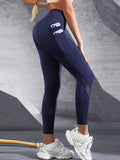 Mesh Panel Yoga Leggings for Women – High Waist, Stretchy, Full-Length Leggings with Pockets