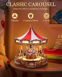 3D Wooden Carousel Music Box - DIY Rotating Model Kit with LED Lights & Classical Music