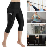 Seamless High-Waist Maternity Yoga Leggings with Pockets – Full-Length, Breathable Stretch Pants
