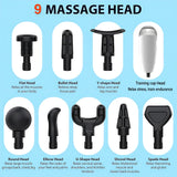 Deep Tissue Massage Gun with Variable Speed & 9 Heads for Muscle Recovery and Pain Relief