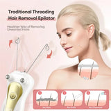Mini Electric Facial Hair Remover - Cotton Thread Epilator for Women with LED Display