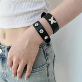 Vintage Punk Star Chain Leather Bracelet – Stylish Geometric Design for Men and Women
