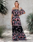 Women’s One-Shoulder Floral Print Swing Dress – Retro Summer A-Line Casual Dress