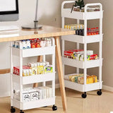 Estante de almacenamiento rodante de múltiples capas: organizador móvil para cocina, baño y hogar 