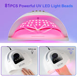 180W UV LED Nail Lamp – Fast Curing Nail Dryer for Salon & Home Use with Timer Settings