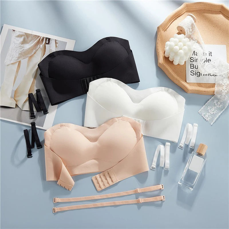 Strapless Ice Silk Push-Up Bra with Seamless Comfort