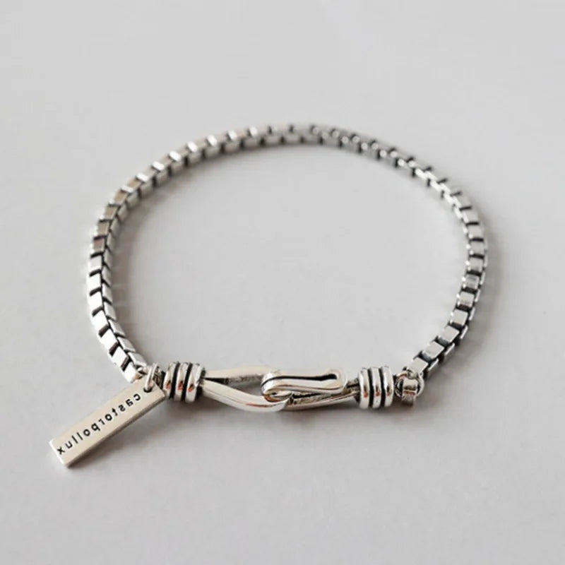 925 Sterling Silver Geometric Charm Bracelet for Women