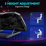 Base de refrigeración para ordenador portátil: enfriador ultrasilencioso con 5 ventiladores, soporte ajustable y puertos USB
