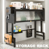 Large Over-the-Sink 3-Tier Dish Drying Rack with Dust Cover – Carbon Steel Kitchen Organizer