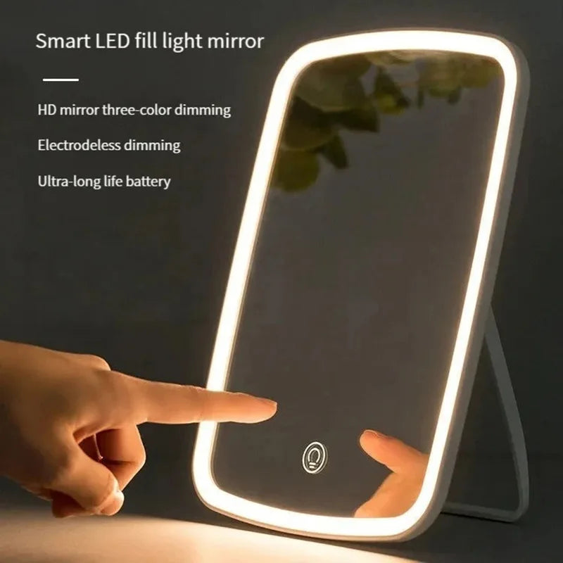 LED Vanity Makeup Mirror with Stand – Touch Screen, Adjustable & Portable