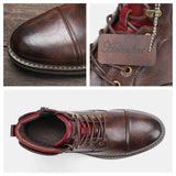 Men’s Microfiber Leather Ankle Boots - Retro Zip-Up Fashion Boots