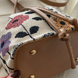 Fashionable Nylon Bucket Bag for Women – Soft Patchwork Design with Phone Pocket