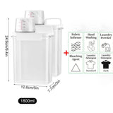 Dispensador de detergente para ropa rellenable de 1100/1800/2300 ml, depósito vacío para suavizante en polvo, contenedor de almacenamiento de blanqueador con etiquetas