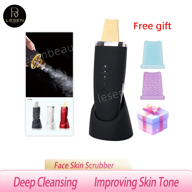 Ultrasonic Skin Scrubber with EMS & Ion Technology for Deep Facial Cleansing