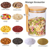 Frascos de vidrio herméticos de 18 oz con tapas y cucharas: recipientes transparentes para almacenar especias y dulces