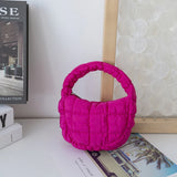 Mini Dumpling Shaped Linen Bag with Zipper Pocket – Soft Baguette Tote for Everyday Use