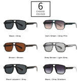 SHAUNA Gafas de sol cuadradas con doble puente retro para mujer, con tonos degradados, UV400, marca de moda, diseñador, remaches, gafas de sol para hombre