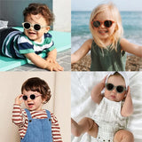 Gafas de sol redondas esmeriladas vintage para niños con protección UV400: protección solar elegante para niños