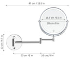 8" Rechargeable LED Makeup Mirror - Wall Mounted with 1X/10X Magnification