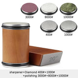 Rolling Knife Sharpener with Magnetic Base – 15° & 20° Angle Guide and Diamond Sharpening Stone
