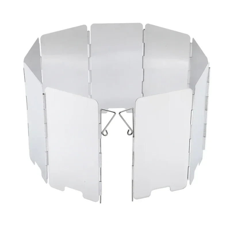 9-Panel Aluminum Alloy Wind Shield for Camping Stoves - Foldable & Portable