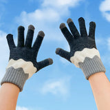 Floral Knit Touchscreen Gloves – Vintage Style Winter Gloves for Women with Windproof Warmth