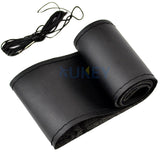 Funda para volante de cuero de fibra ultrafina: suave, duradera y antideslizante, con aguja e hilo