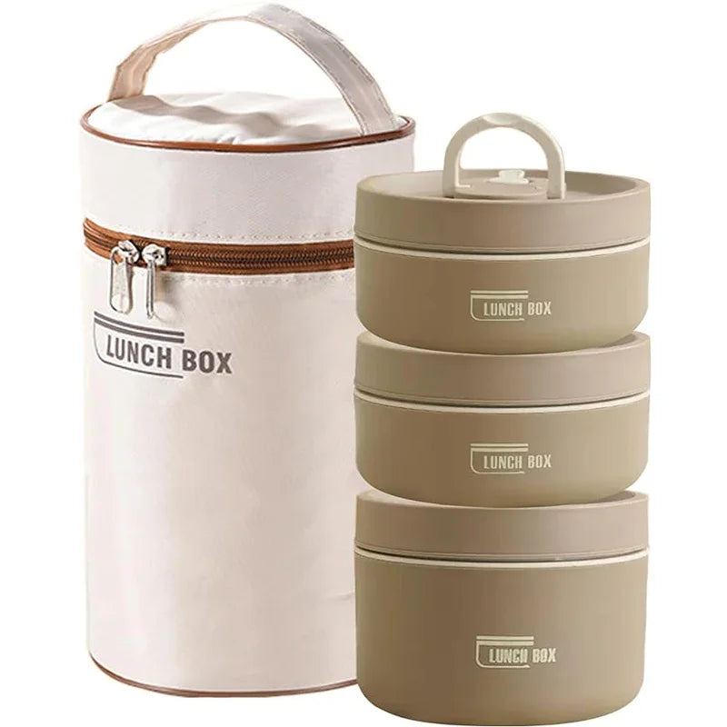 Stackable Insulated Stainless Steel Lunch Box Set with Thermal Bag for Adults & Kids
