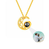 Personalized Photo Projection Necklace with Rose Pendant