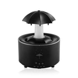 Humidificador con forma de paraguas giratorio y gotas de agua: niebla silenciosa, aromaterapia y luz nocturna colorida