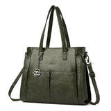 Women’s Vintage PU Leather Tote Bag – Large Capacity Zipper Handbag for Daily & Office Use