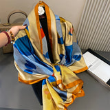 Bufanda tipo hijab de seda satinada con diseño para mujer, bufanda de verano a la moda con protección solar para la playa, pañuelo para la cabeza para mujer, nuevo