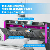 King Size Floating Bed Frame with LED Lights, Storage & USB Charging