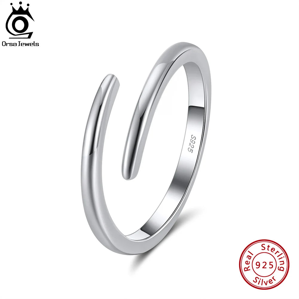 Anillo minimalista ajustable de plata de ley 925: elegante joyería apilable para mujer