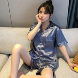 Men’s Summer Pajama Set – Short Sleeve Lightweight Loungewear with Button-Up Top and Elastic Waist Shorts