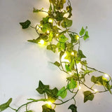 Guirnalda de luces LED con hojas artificiales, color blanco cálido, 2 m, 5 m o 10 m, funciona con pilas, para bodas, fiestas y decoración del hogar