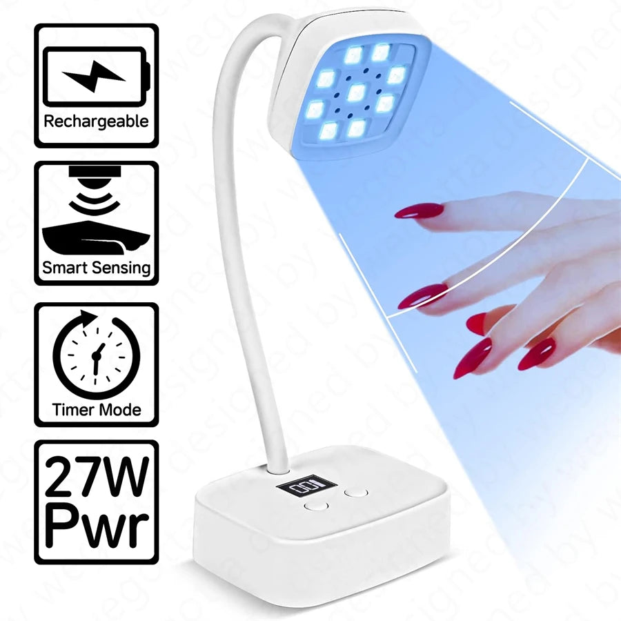 Portable UV LED Nail Lamp – Rechargeable Gel Nail Dryer with Timer & Flexible Neck