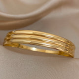 Minimalist Gold Stainless Steel Bangle Bracelet Set for Women