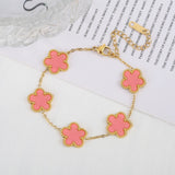 Adjustable Five-Flower Stainless Steel Bracelet for Women