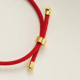 Pulsera moderna de acero inoxidable con dije de letra: cadena de cuerda de algodón ajustable para mujer
