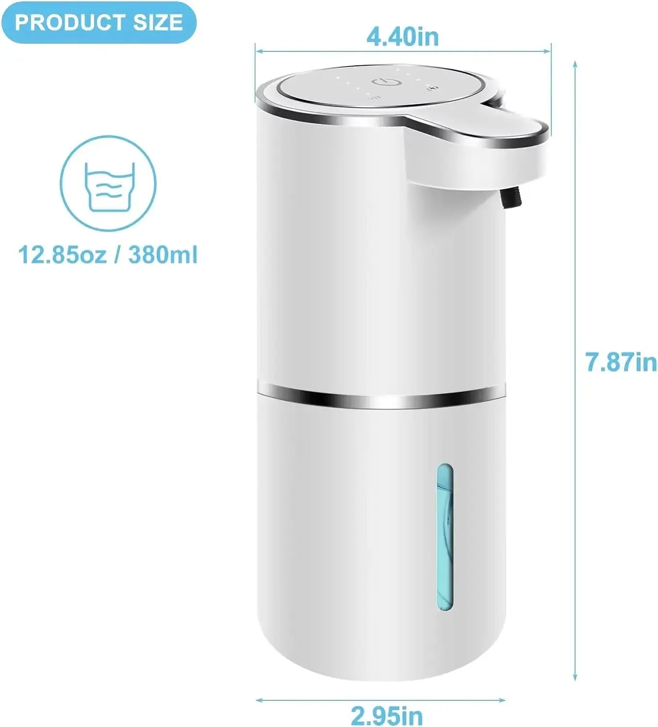 Nuevo dispensador automático de jabón sin contacto, dispensador de jabón espumoso de 380 ml, recargable por USB, eléctrico, de 4 niveles, ajustable para el hogar