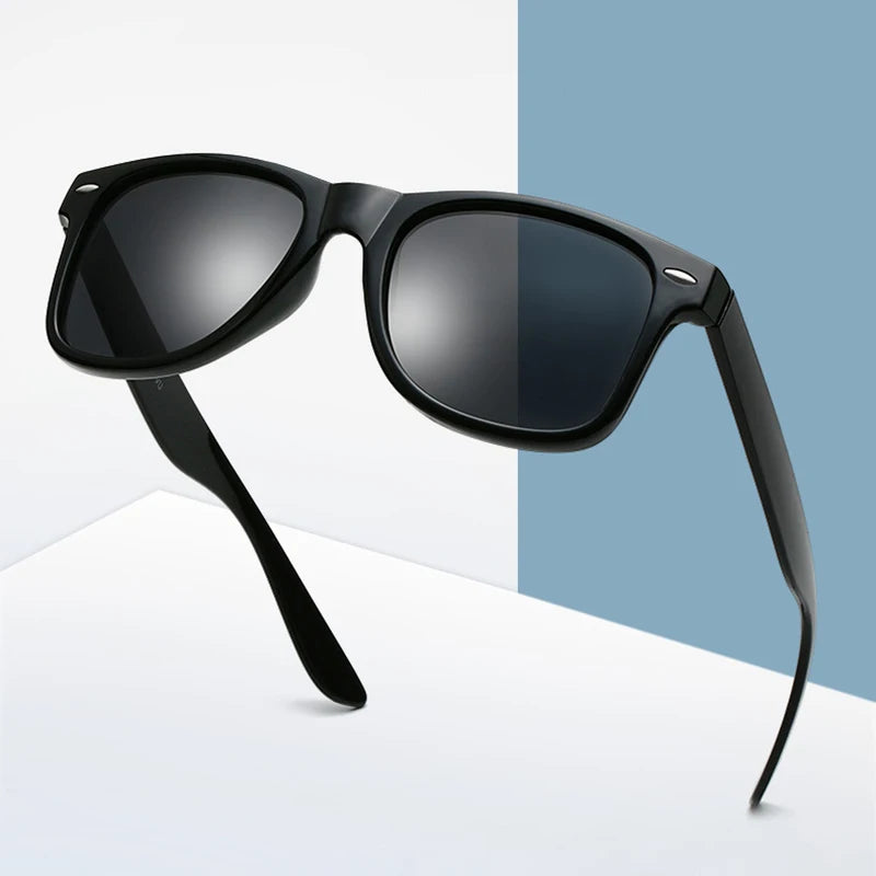 Gafas de sol polarizadas cuadradas clásicas: gafas de sol negras retro para hombres y mujeres