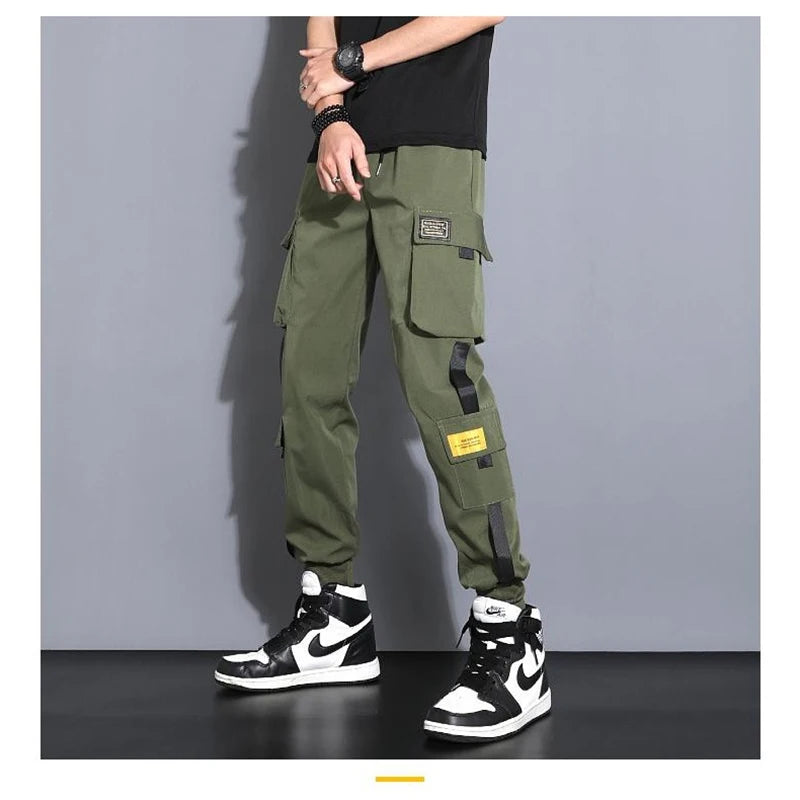 Men’s Lightweight Safari Cargo Pants – Elastic Waist Casual Trousers with Pockets