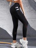 Mesh Panel Yoga Leggings for Women – High Waist, Stretchy, Full-Length Leggings with Pockets