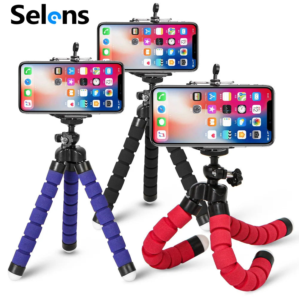 Mini trípode flexible Selens: soporte ajustable con forma de pulpo para teléfono y cámara