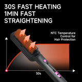 Ionic Hair Straightening Brush with 6 Temperature Settings – Anti-Scald Flat Iron for Frizz-Free, Shiny Hair