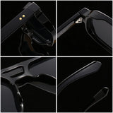 SHAUNA Gafas de sol cuadradas con doble puente retro para mujer, con tonos degradados, UV400, marca de moda, diseñador, remaches, gafas de sol para hombre