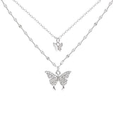 Collar con colgante de mariposa de doble capa: cadena de clavícula de moda para mujer